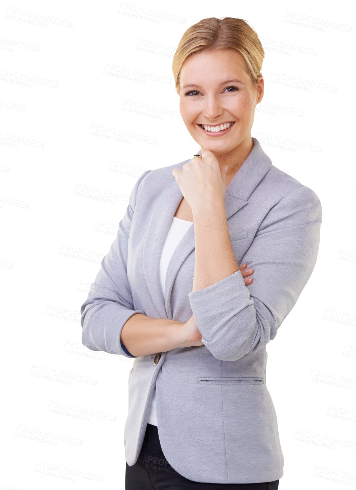 Buy stock photo Lawyer, portrait and happy business woman isolated on a transparent png background. Confidence, smile and female professional, attorney or person from Switzerland with pride for law, career and job.