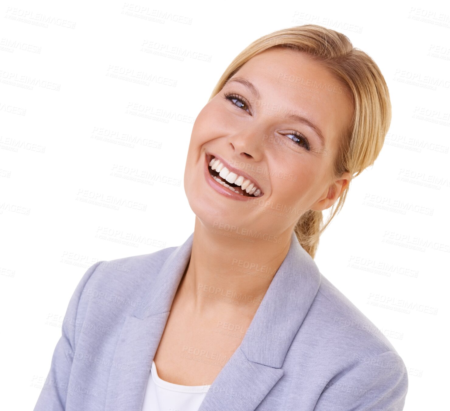 Buy stock photo Portrait, happy and business woman face for professional career, human resources or management. Headshot of boss, employer or HR person with smile and laughing isolated on transparent png background 