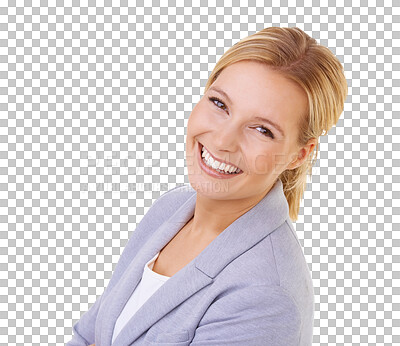 Buy stock photo Business woman, smile in portrait and professional mindset isolated on transparent png background. Vision, success and career mission with happy female person in corporate, positivity and ambition