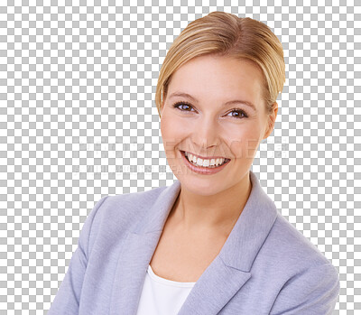 Buy stock photo Business woman, smile in portrait and career mindset isolated on transparent png background. Confident, success and professional face with happy female person in corporate, positivity and ambition