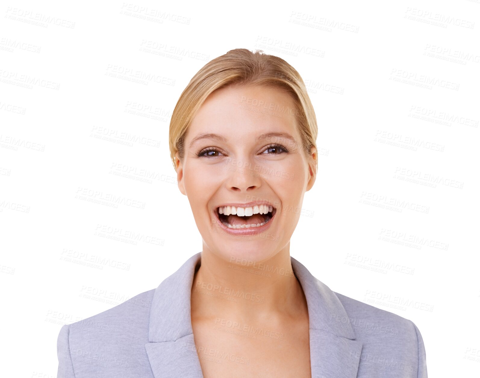 Buy stock photo Business woman, laughing and portrait of professional person with positivity isolated on transparent png background. Smile, success and career pride of corporate female employee with happiness