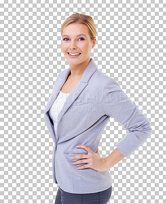 Buy stock photo Portrait, happy or business woman with career confidence, human resources or job management. Corporate worker, employer or HR person in formal fashion for smile isolated on transparent png background