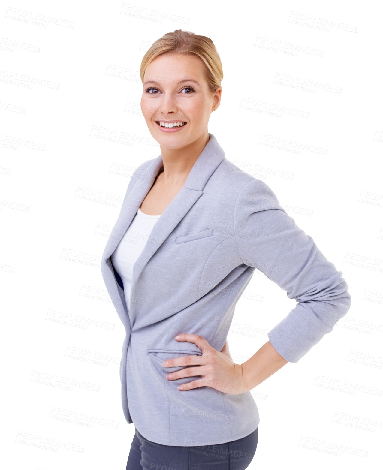 Buy stock photo Portrait, happy or business woman with career confidence, human resources or job management. Corporate worker, employer or HR person in formal fashion for smile isolated on transparent png background