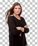 PNG of Portrait of an attractive young woman standing with her arms folded