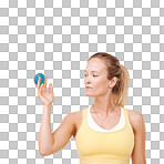 PNG Cropped view of a woman squeezing a stress ball 