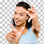 PNG Shot of a young african woman framing her face