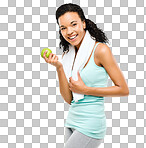 PNG Shot of a healthy young woman about to eat an apple 