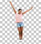 PNG Studio shot of a young woman cheering 