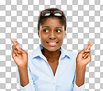 PNG Studio shot of a young businesswoman crossing her fingers