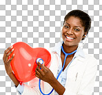 PNG Studio shot of a confident young doctor listening to a red heart with a stethoscope
