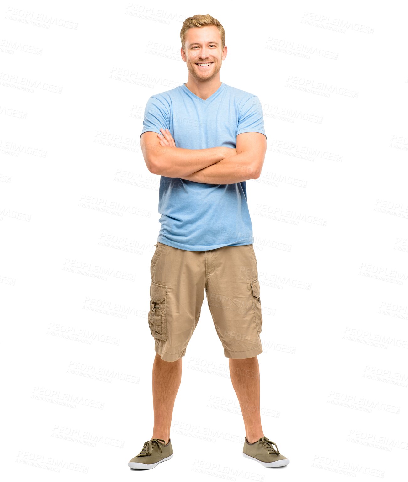Buy stock photo Portrait, fashion and arms crossed with a man isolated on a transparent background in casual clothes. Happy, smile and confident with a handsome young male model in a trendy clothing outfit on PNG