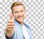 PNG Shot of a handsome young man standing alone in the studio and showing a thumbs up