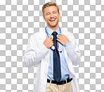 PNG Shot of a handsome young doctor standing alone in the studio