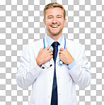PNG of a handsome young doctor standing alone in the studio