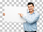 PNG of a young businessman holding a placard 