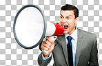 PNG of an asian businessman shouting into a megaphone