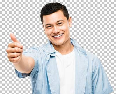 Casual Man Gesturing Thumbs Up Isolated Stock Photo - Download