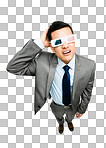 PNG Shot of a young businessman wearing 3D glasses 