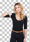 PNG Studio shot of a young woman showing thumbs down 