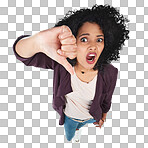 PNG Studio shot of a young woman showing thumbs down 