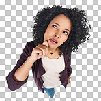 PNG of Studio shot of a young woman looking thoughtful 