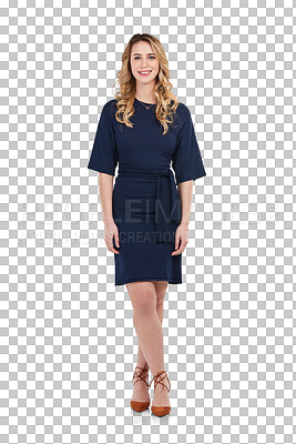 Buy stock photo Business, fashion and portrait of happy woman isolated on transparent png background for female employee. Corporate, businesswoman or receptionist with pride, smile and confidence at professional job