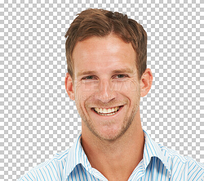 Buy stock photo Happy, man and closeup in portrait with employee in png with isolated or transparent background with accountant. Confident, business man and face with smile for motivation or success for career.