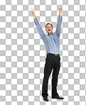 PNG Studio shot of a delighted young businessman expressing triumph 