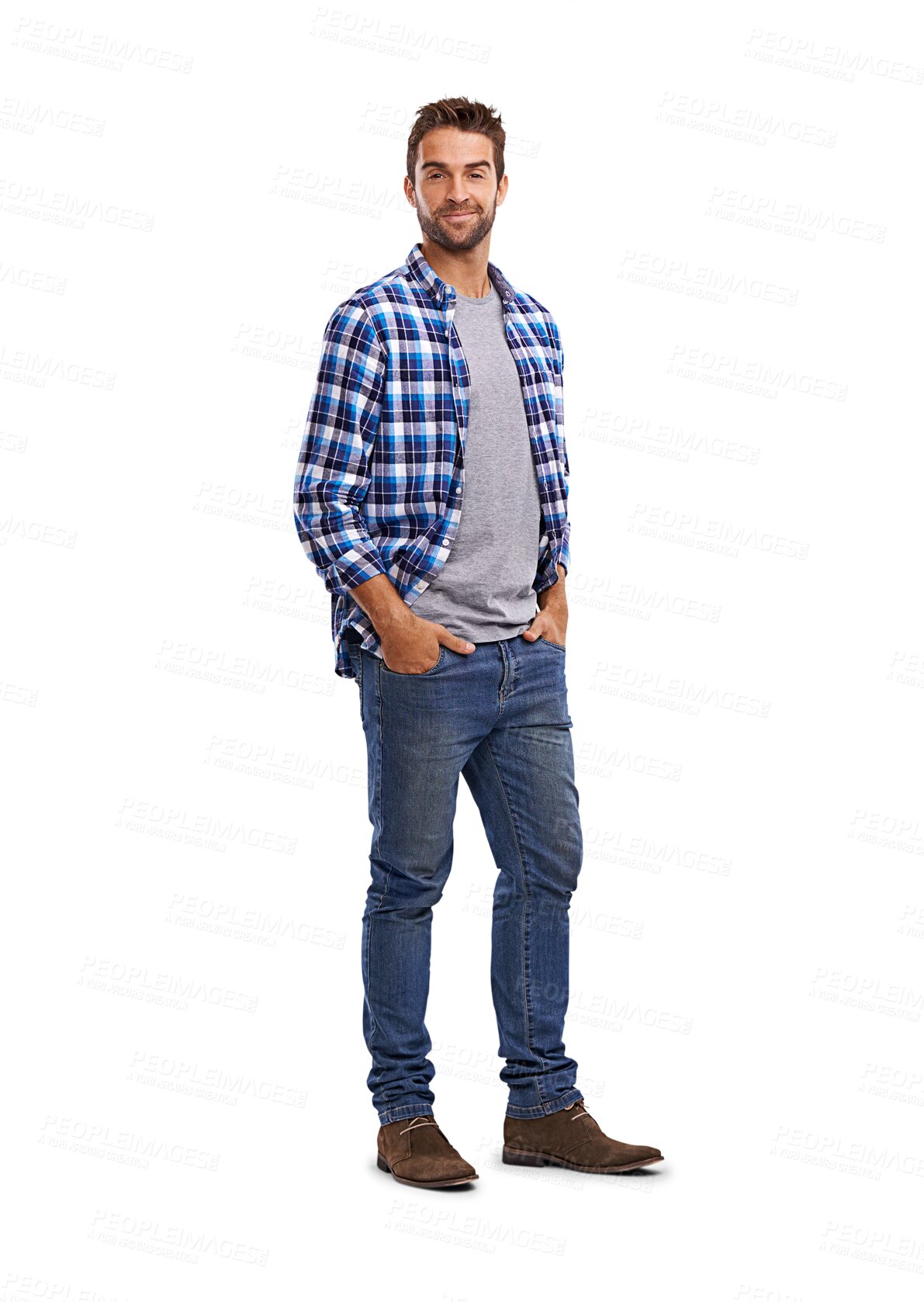 Buy stock photo Portrait, fashion and a man in a casual shirt isolated on transparent background for trendy style. Clothes, confidence and lifestyle with a handsome or fashionable young male model relaxed on PNG