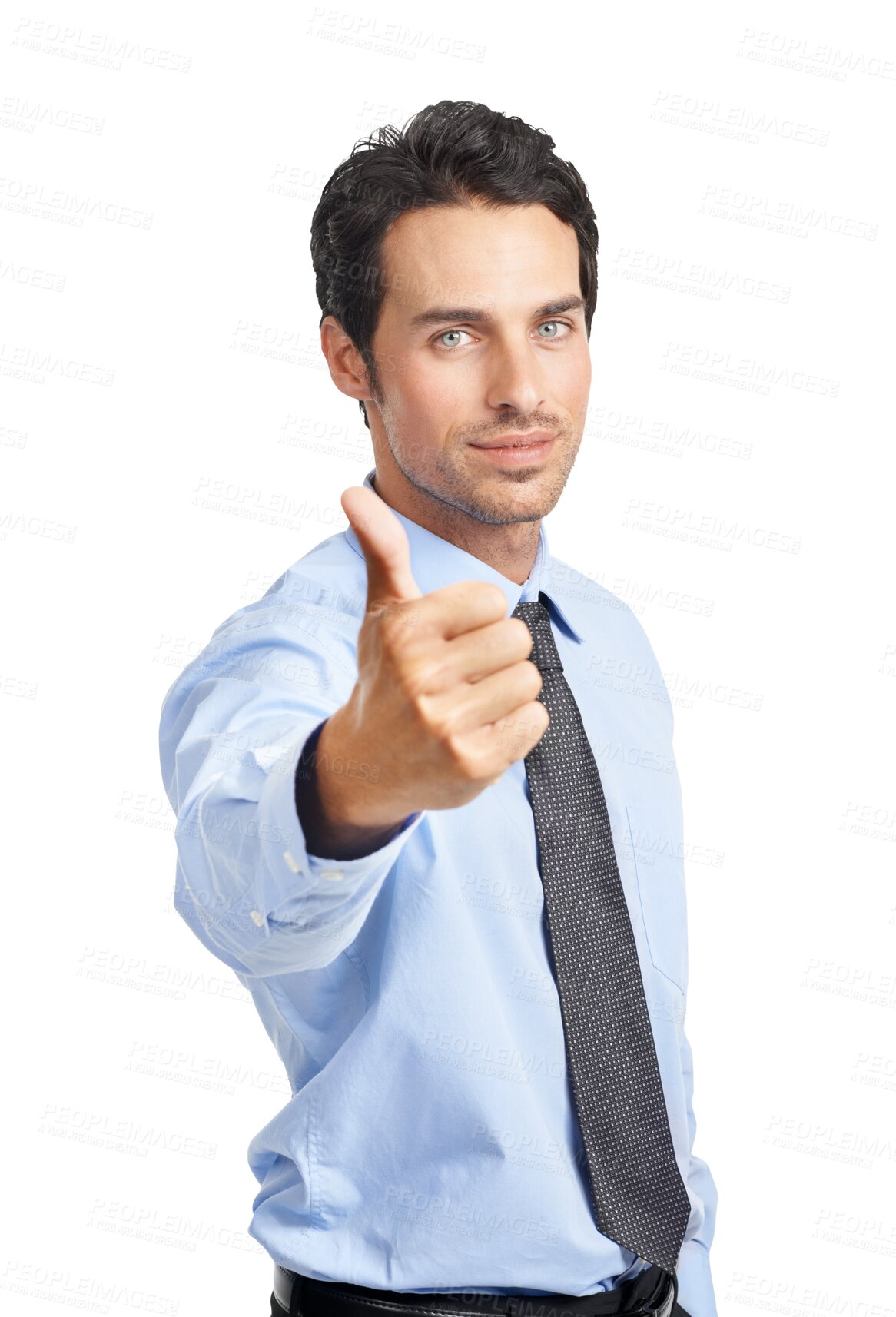 Buy stock photo Portrait, business and man with support, thumbs up and consultant isolated against a transparent background. Male person, employee or entrepreneur with a hand gesture, agreement or promotion with png