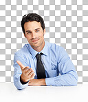A smiling businessman isolated on a png background