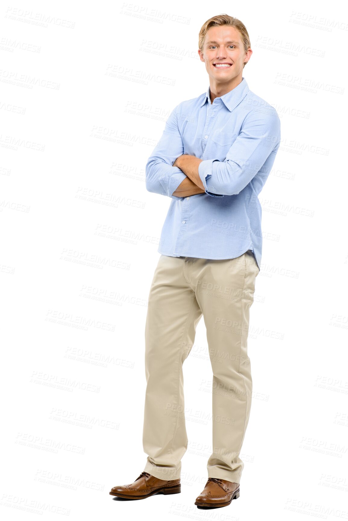 Buy stock photo Business man, portrait and arms crossed for professional career, mindset and confidence. Worker, employee or confident person from Australia and happy with job isolated on transparent png background