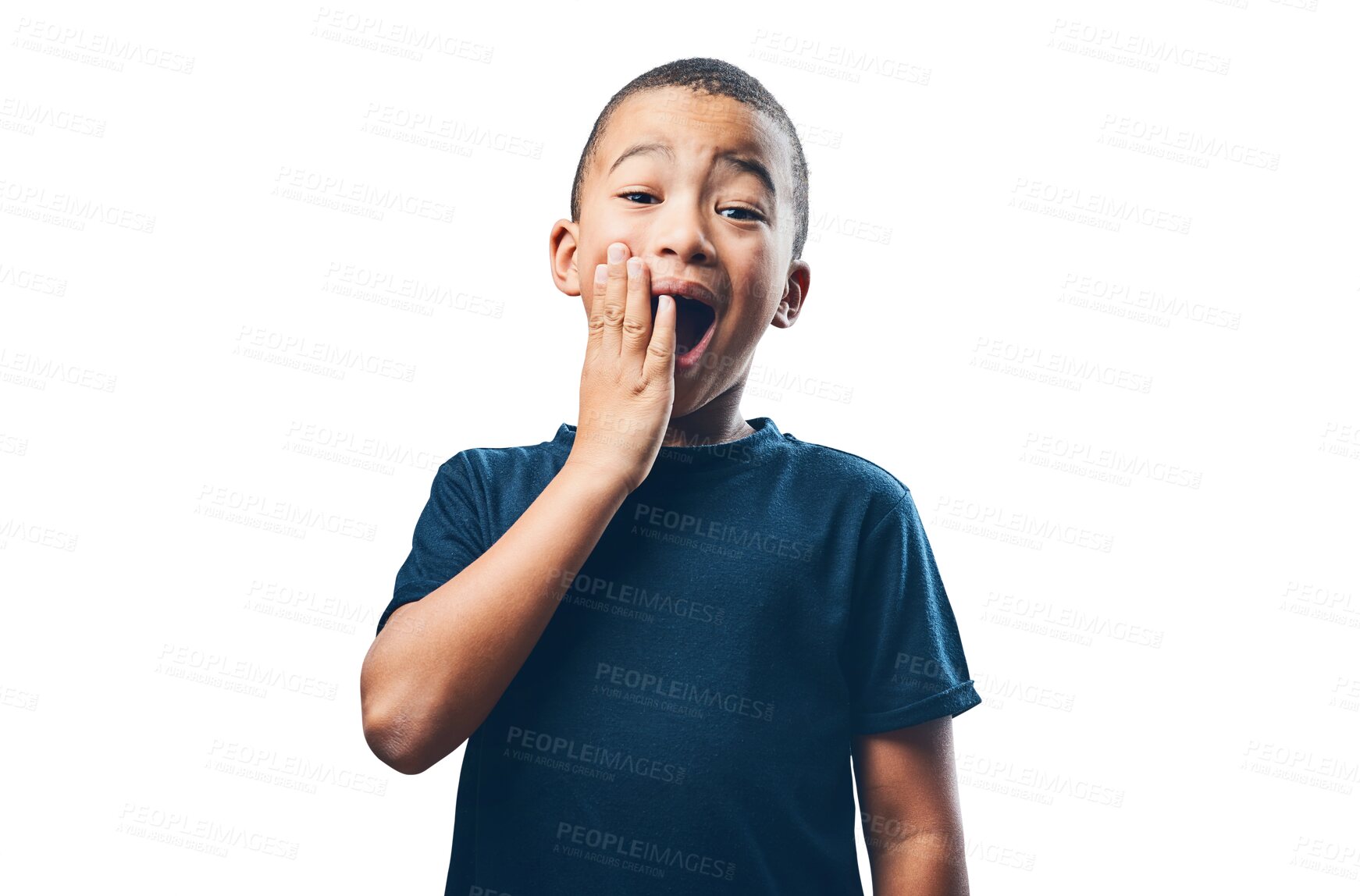 Buy stock photo Young boy, happy surprise in portrait and amazed with facial expression isolated on png transparent background. Shock face, wow and emoji, male child with wonder and reaction to news or announcement