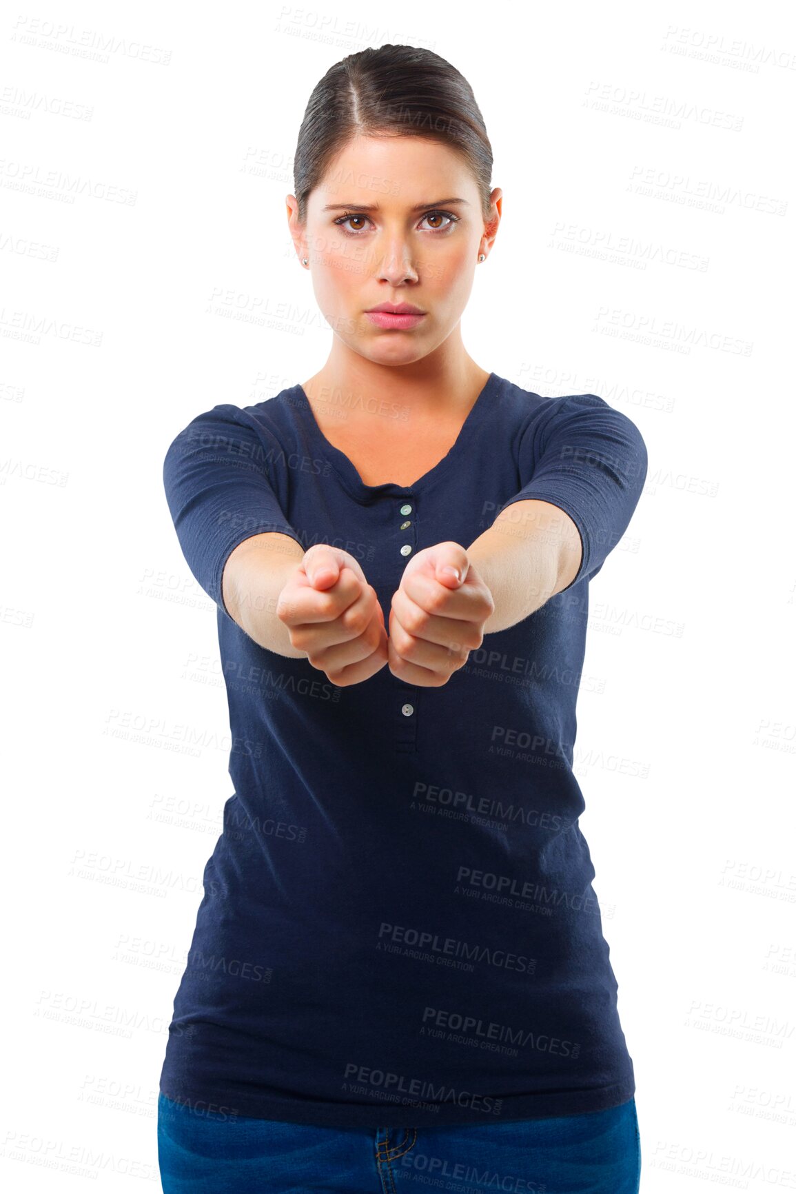 Buy stock photo Arrest, handcuffs and criminal with portrait of woman on transparent background for law, prisoner and illegal. Guilty, jail and security with person isolated on png for thief, crime or justice 