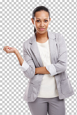 Buy stock photo Professional, confident and portrait of business woman on isolated, PNG and transparent background. Corporate worker, fashion and happy female person with pride, confidence and clothes for success