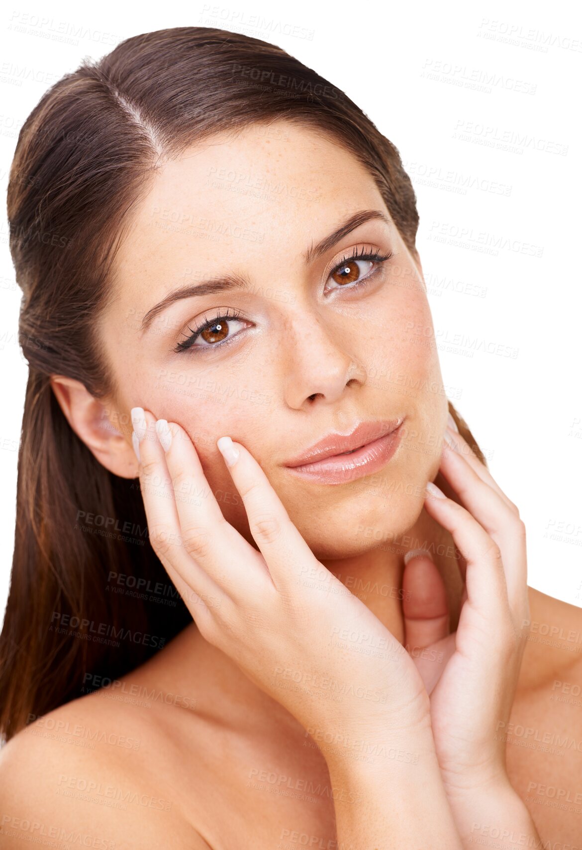 Buy stock photo Skincare, beauty and portrait of woman for facial on isolated, png and transparent background. Dermatology, salon treatment and face of female person with natural makeup, cosmetics and spa wellness
