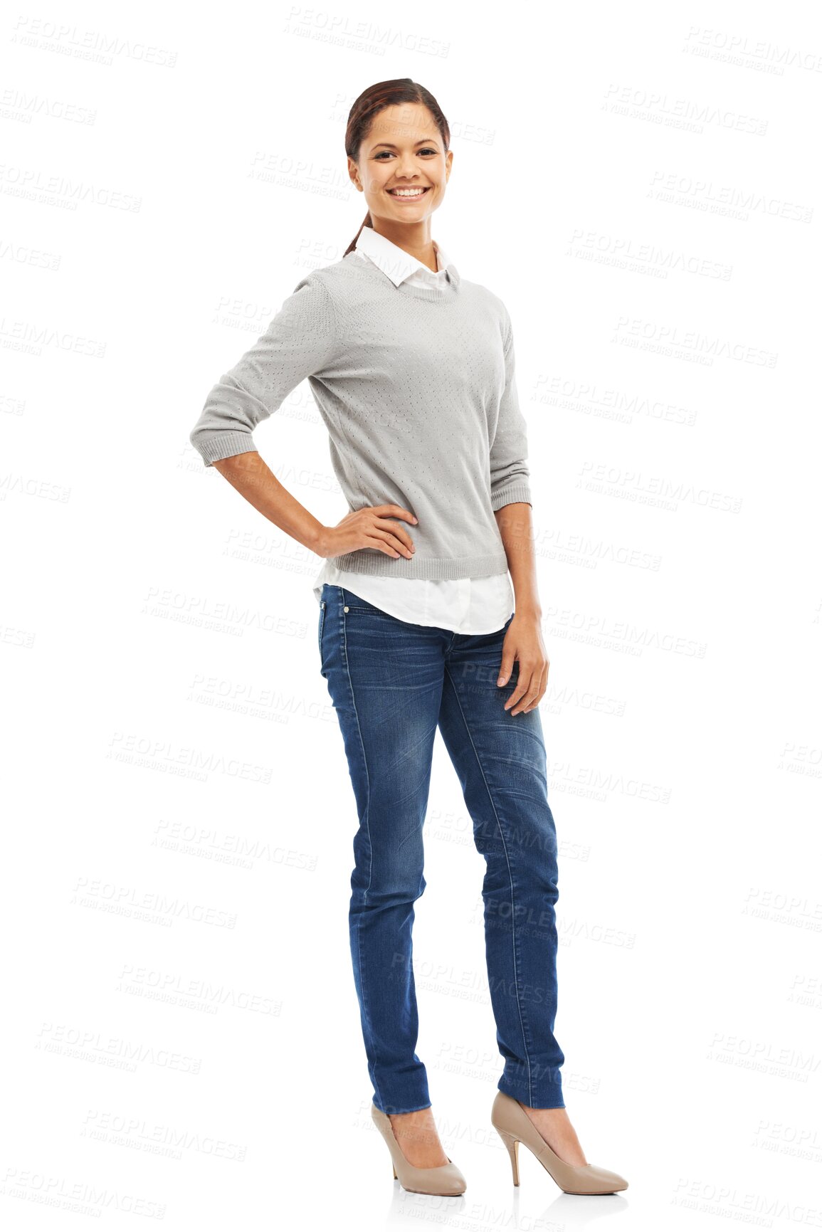 Buy stock photo Fashion, smile or portrait of businesswoman with confidence isolated on transparent png background. Full body, confident or proud female worker smiling with elegance, elegant clothes or classy style 