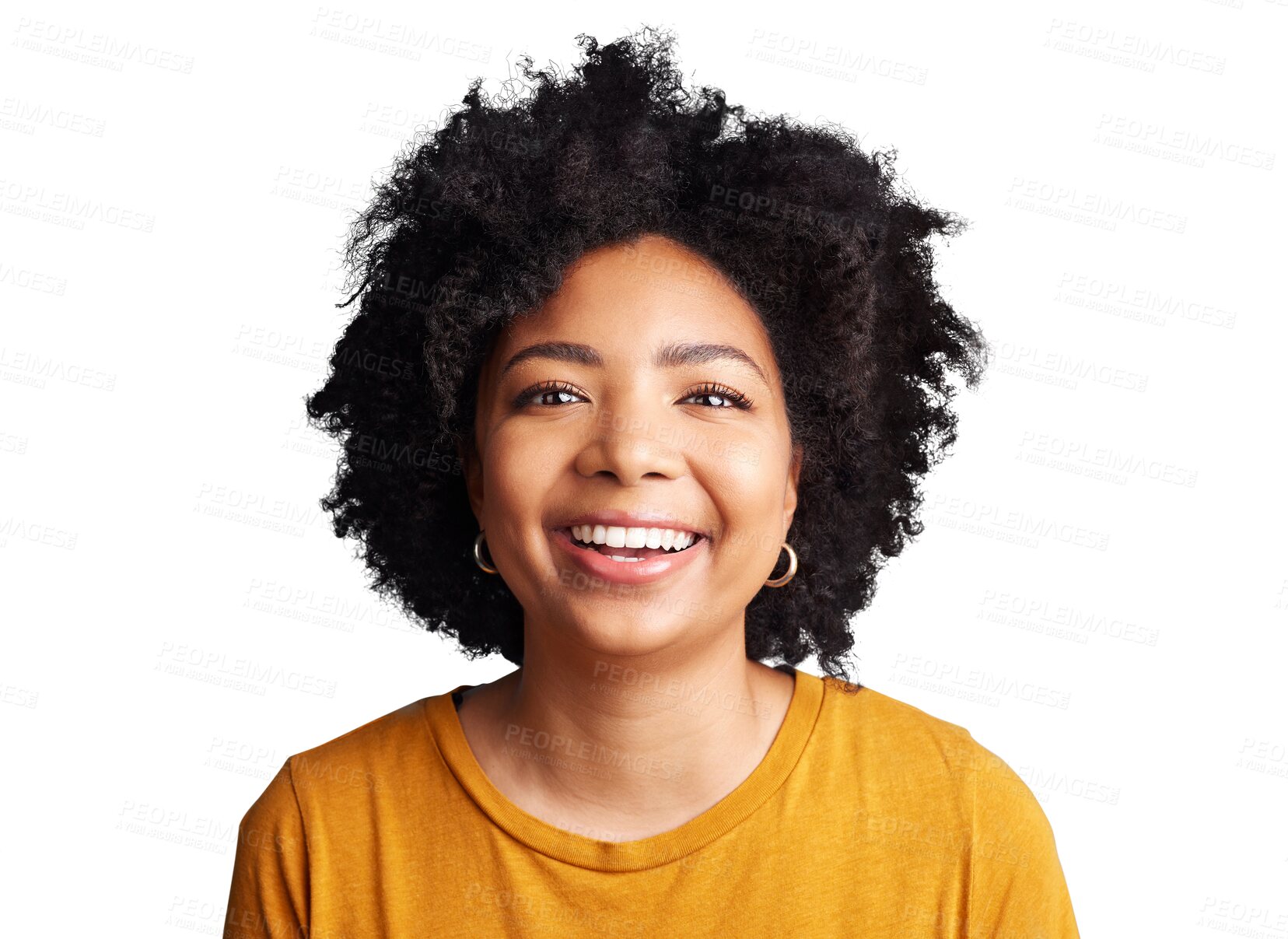 Buy stock photo Student, African woman and portrait with smile, happiness and confidence for education, college or learning on transparent, isolated or png background. Girl, face and person excited for university