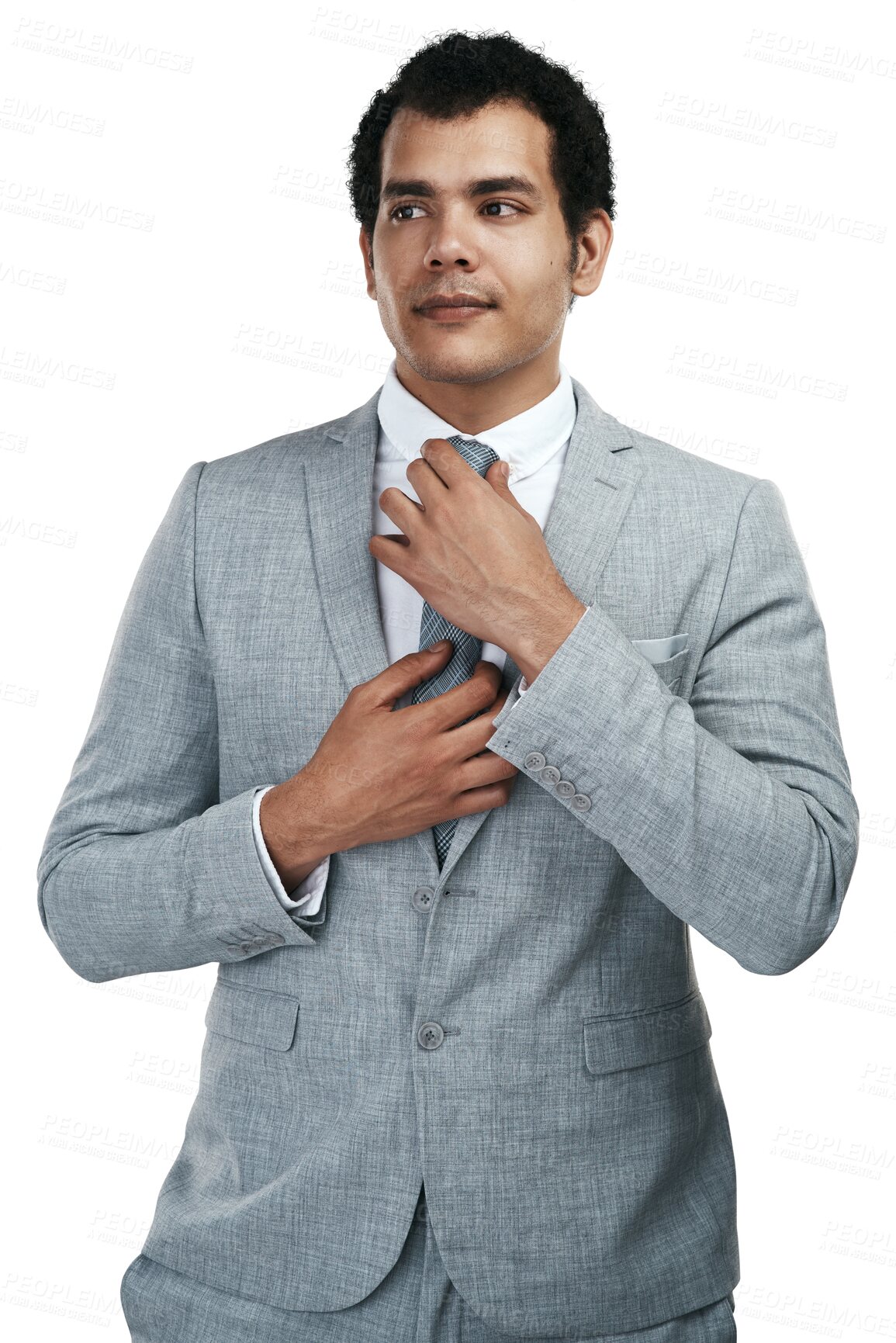 Buy stock photo Professional male, style and boss with tie for career in png or isolated or transparent background with manager. Leader, formal clothing and businessman with suit or confidence and focus for success.