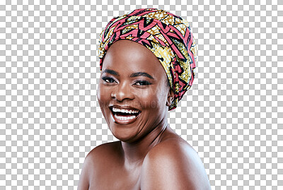 Buy stock photo Happy, cosmetics and portrait with black girl and self love in png or isolated and transparent background. Makeup, dermatology and natural beauty with african woman for wellness with cosmetology.