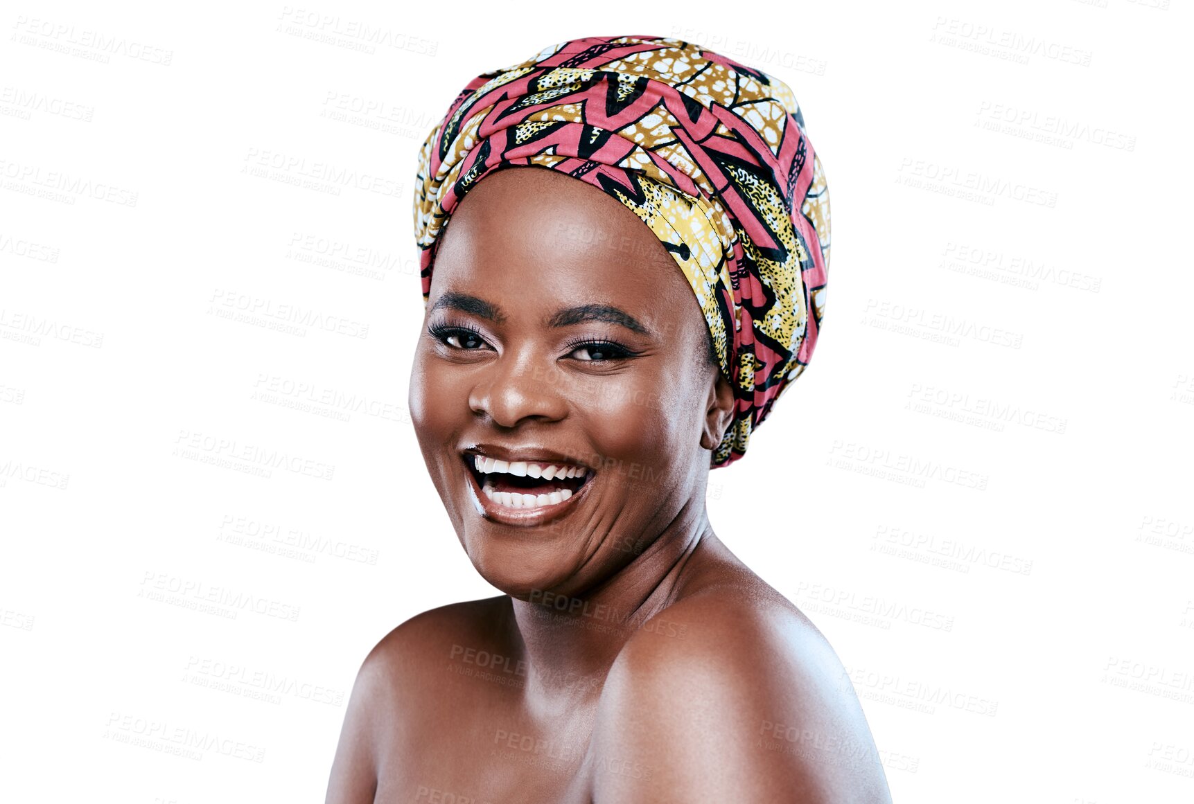 Buy stock photo Happy, cosmetics and portrait with black girl and self love in png or isolated and transparent background. Makeup, dermatology and natural beauty with african woman for wellness with cosmetology.