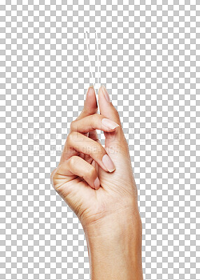 Buy stock photo Grooming, wellness and closeup of a hand with a tweezer for self care, health and beauty routine. Epilation, cosmetic product and zoom of a hair removal tool isolated by a transparent png background.