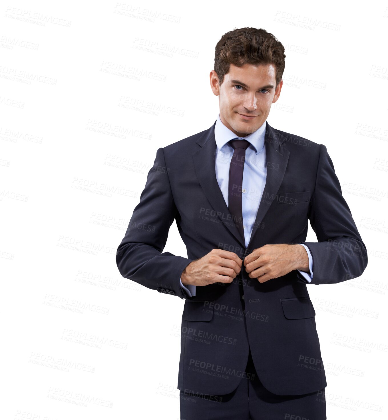 Buy stock photo Business man, portrait and professional style isolated on a transparent, png background. Corporate employee, worker and young male person with success and confidence in suit ready to work with smile