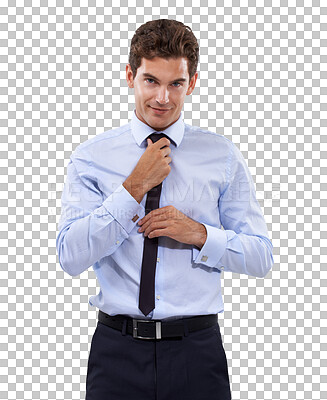 Buy stock photo Business man, portrait and success with confidence, ambition and career isolated on transparent png background. Corporate life, male boss and job satisfaction with professional mindset and pride