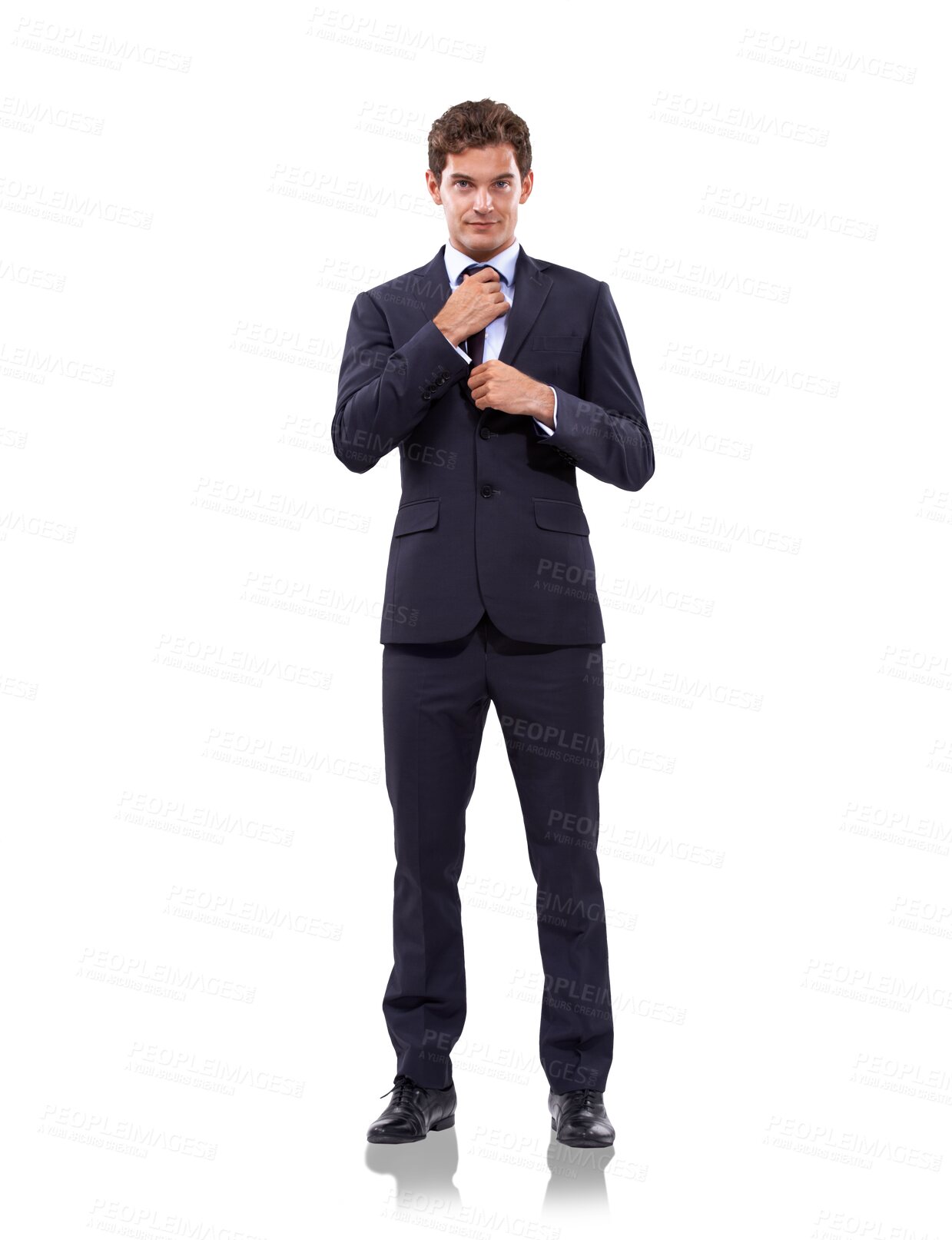 Buy stock photo Portrait, fix tie and business man isolated on a transparent png background. Fashion, stylish suit and serious person, professional or entrepreneur from Australia with confidence for corporate career