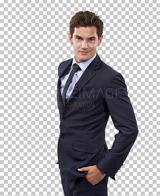 Buy stock photo Portrait, fashion and business man with formal style on isolated, transparent and png background. Stylish, suit and confident male manager posing with confidence, trendy or professional clothing 