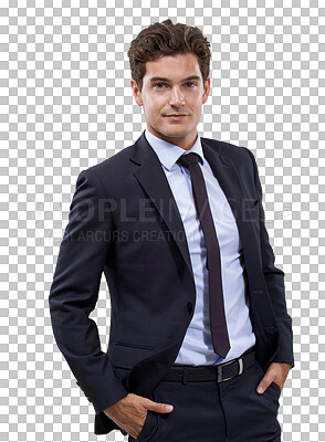 Buy stock photo Business, man and portrait with fashion, formal and style on isolated, transparent and png background. Face, outfit and male manager posing with confidence, stylish and trendy fashionable aesthetic