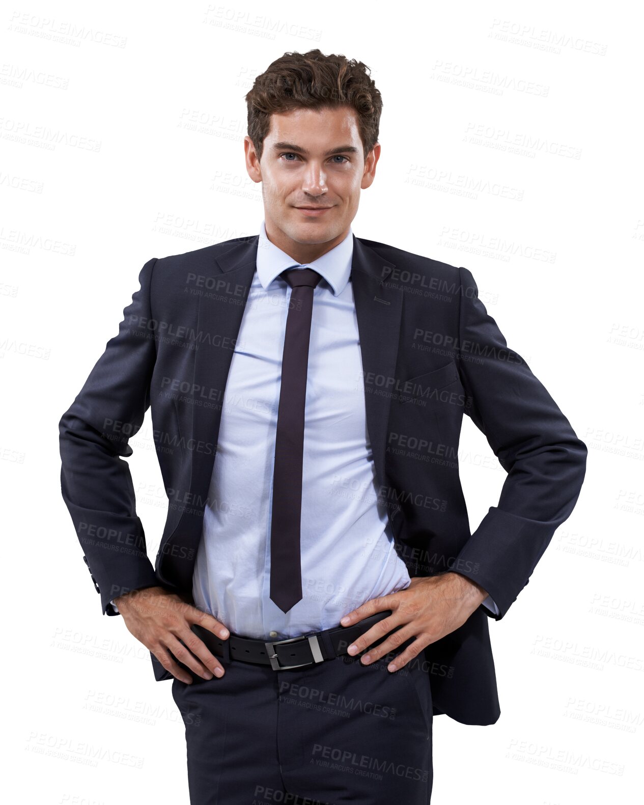 Buy stock photo Business man, confident portrait and professional style isolated on a transparent, png background. Corporate employee, worker and young male person with success in suit ready to work with smile