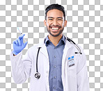 Healthcare portrait, happy man or doctor with syringe, needle or