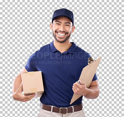 Portrait of delivery man isolated on studio background courier s